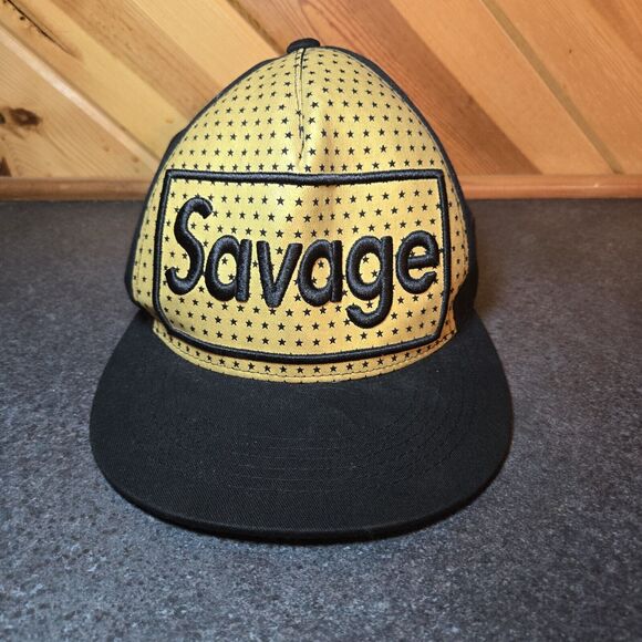 Top‎ Level Savage Snap Back Flat Bill Gold Black Cap Hat OS - Picture 1 of 5